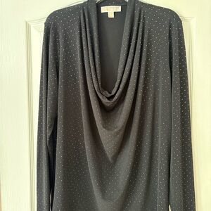 MICHAEL Michael Kors Ladies Black Dotted Cowl Neck Top